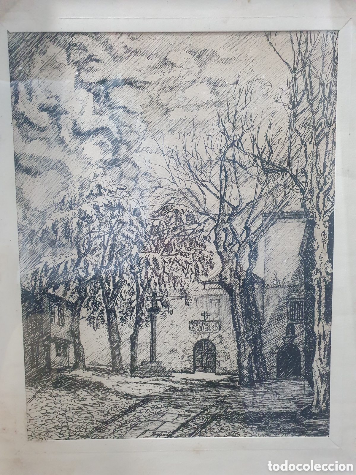 Art: Grabado La Coru&ntilde;a Plaza de las B&aacute;rbaras Ciudad Vieja. (L99)