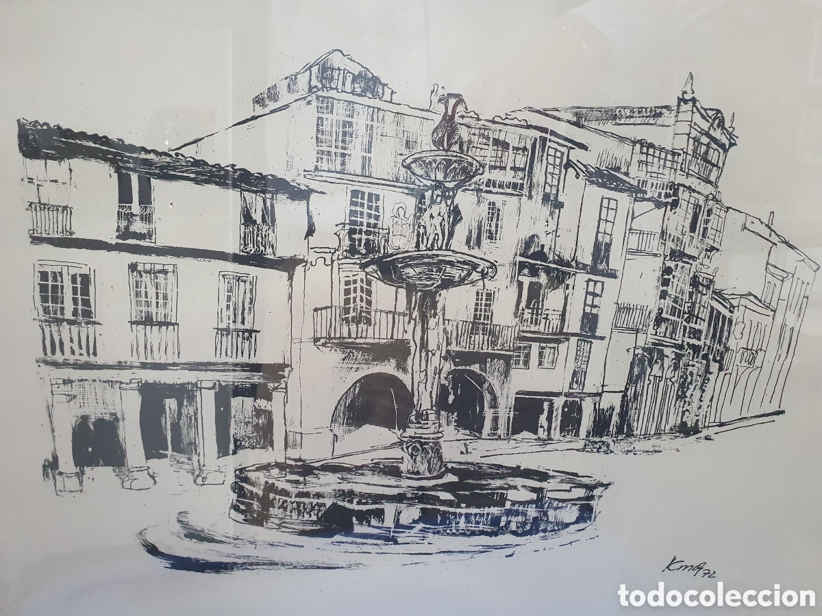 Arte: Conde Corbal. Orense. Plaza del Hierro. Grabado. (L99)