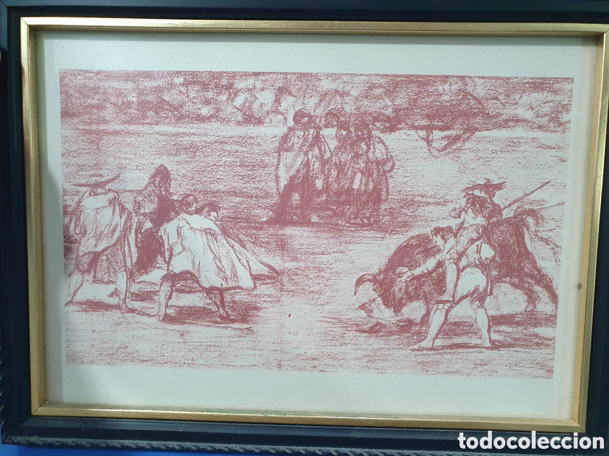 Arte: SALIDA 0.01&euro;. Antiguo grabado sanguina tauromaquia.
