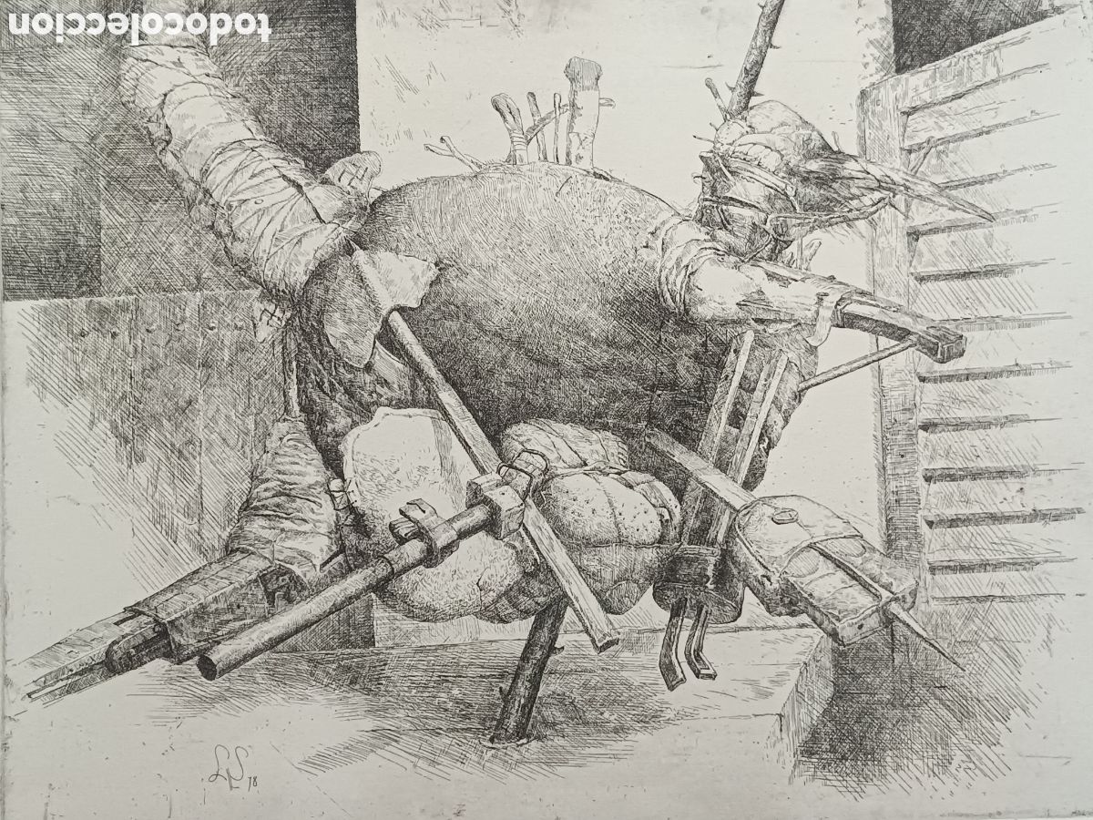Arte: GRABADO ORIGINAL LUIS S&Aacute;EZ (1978) AGUAFUERTE CATALOGADO EN MUSEO M&Aacute;S AGUAFUERTE DE REGALO