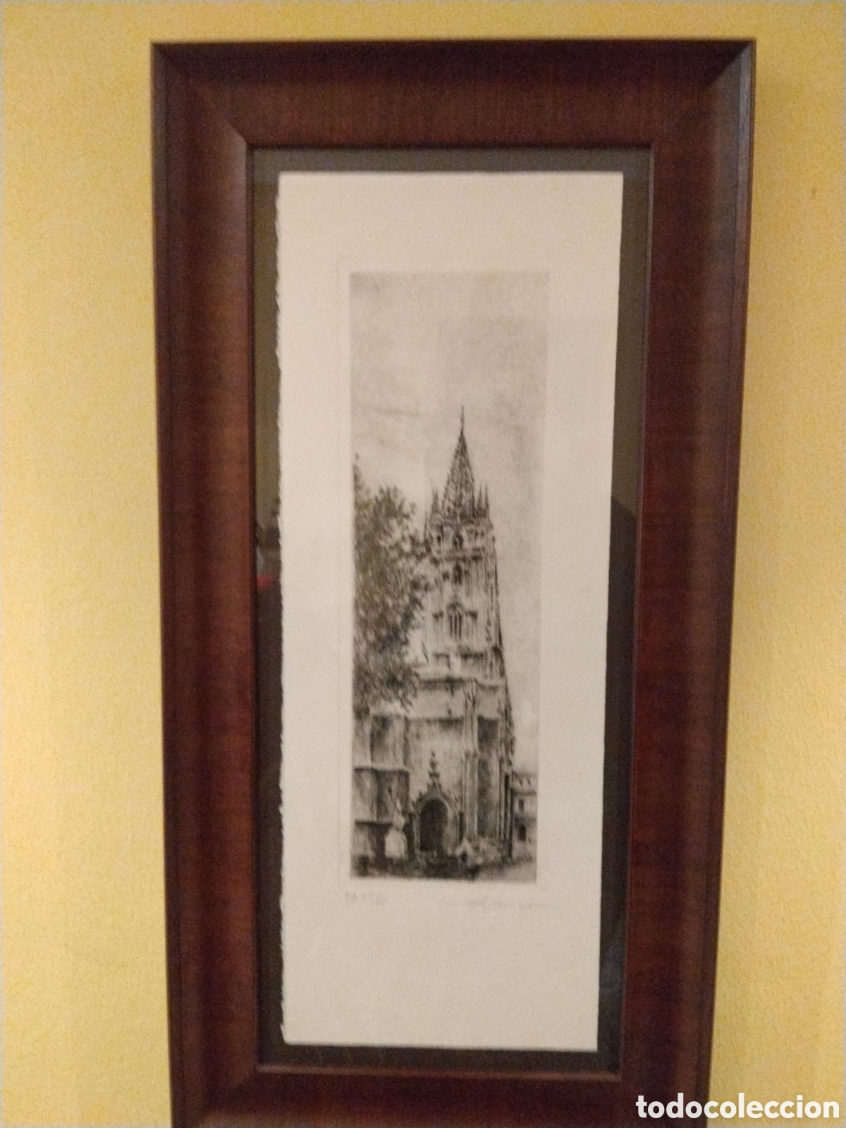 Arte: Grabado original Catedral de Oviedo (Asturias) &ndash; Prueba de Artista P/A XIII/XV &ndash; firmado &ndash; enmarcado