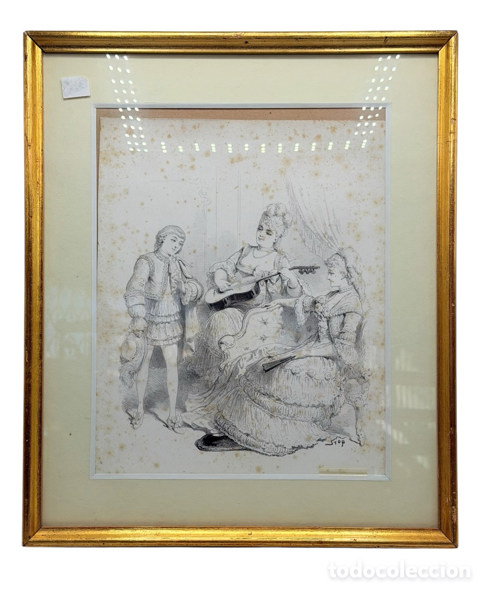 Art: Antiguo Grabado Escena de Galanteo