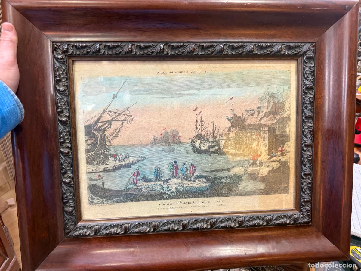 Arte: ANTIGUO GRABADO DE LA ALAMEDA DE CADIZ - MEDIDA MARCO 59X47 CM