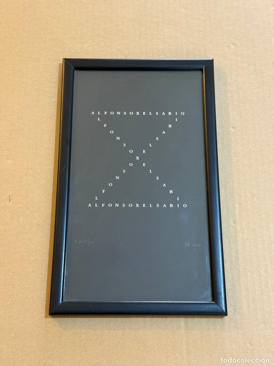 Arte: GRABADO ORIGINAL. ALFONSO X EL SABIO. POESIA VISUAL. FIRMADO. NUMERADO. PRUEBA DE ARTISTA. ENMARCADO