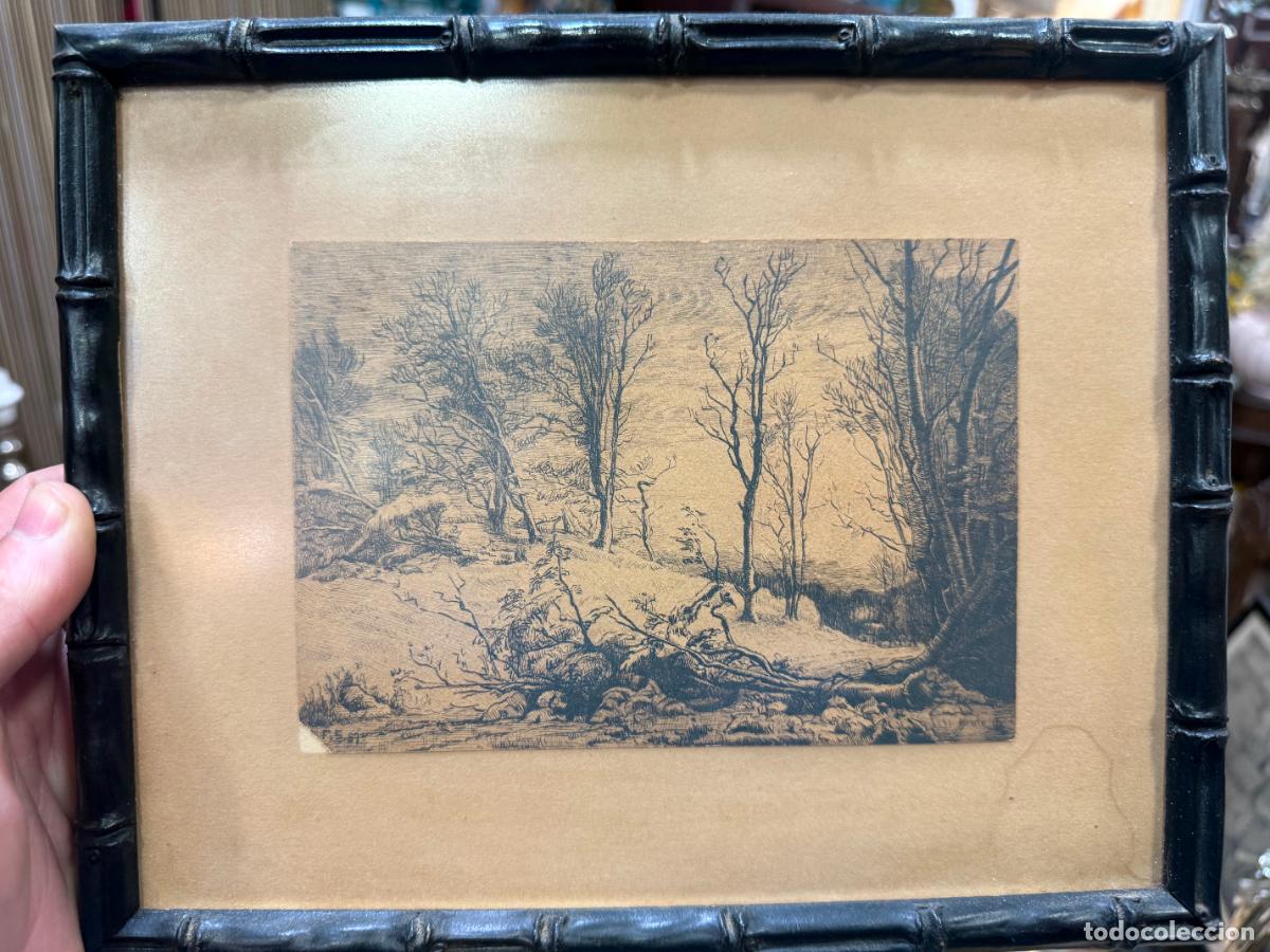 Arte: ANTIGUO GRABADO DE PAISAJE - MEDIDA MARCO 25X20 CM