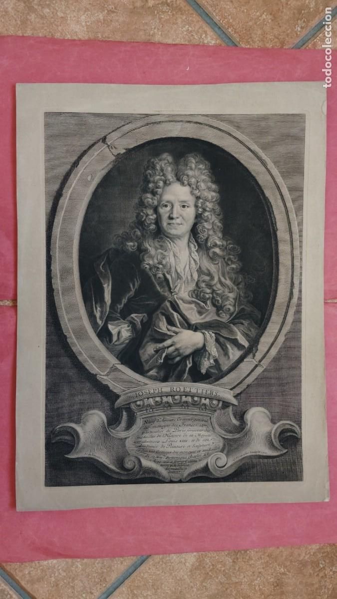 Arte: JOSEPH ROETTIERS.-GRABADO AL COBRE.-LARGILLIERE.-PINTOR.-VERMEULEN.-GRABADOR.-A&Ntilde;O 1700