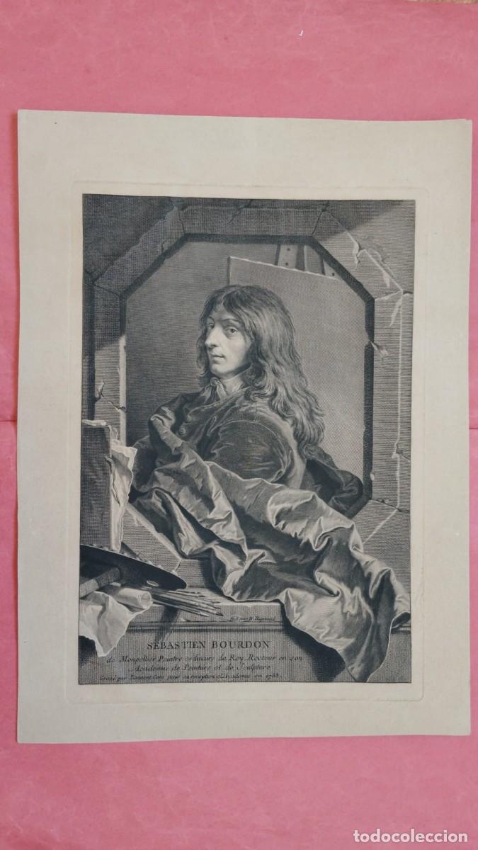Arte: SEBASTIAN BOURDON.-PINTOR.-GRABADO AL COBRE.-LAURENT CARS.-GRABADOR.-H. RIGRAUD.-A&Ntilde;O 1733.