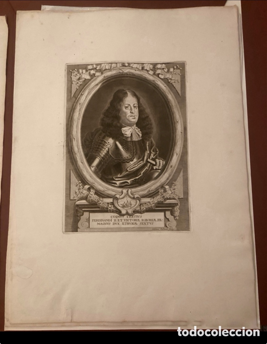 Arte: Cosme III de Medicis, Gran Duque de Toscana. Grabado de Adrian Haelwerg (1637 - 1696).