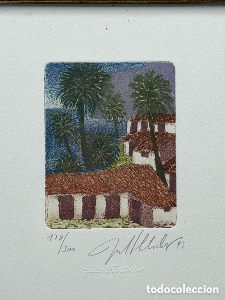 Arte: Grabado Paisaje de La Gomera. Guido Kolitscher