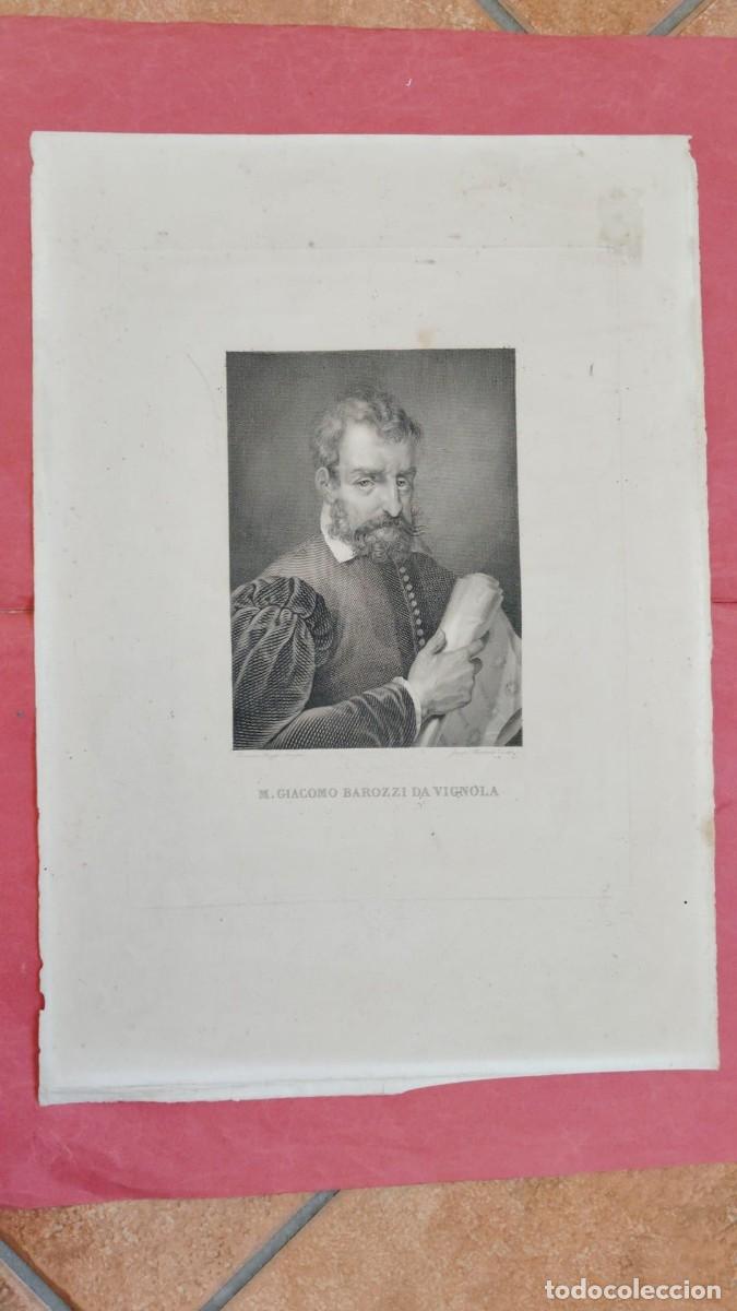 Arte: M. GIACOMO BAROZZI DA VIGNOLA.-ARQUITECTO.-GRABADO AL COBRE.-VIGNOLA.-RAGGIO.-BERNARDI.-SIGLO XVIII.