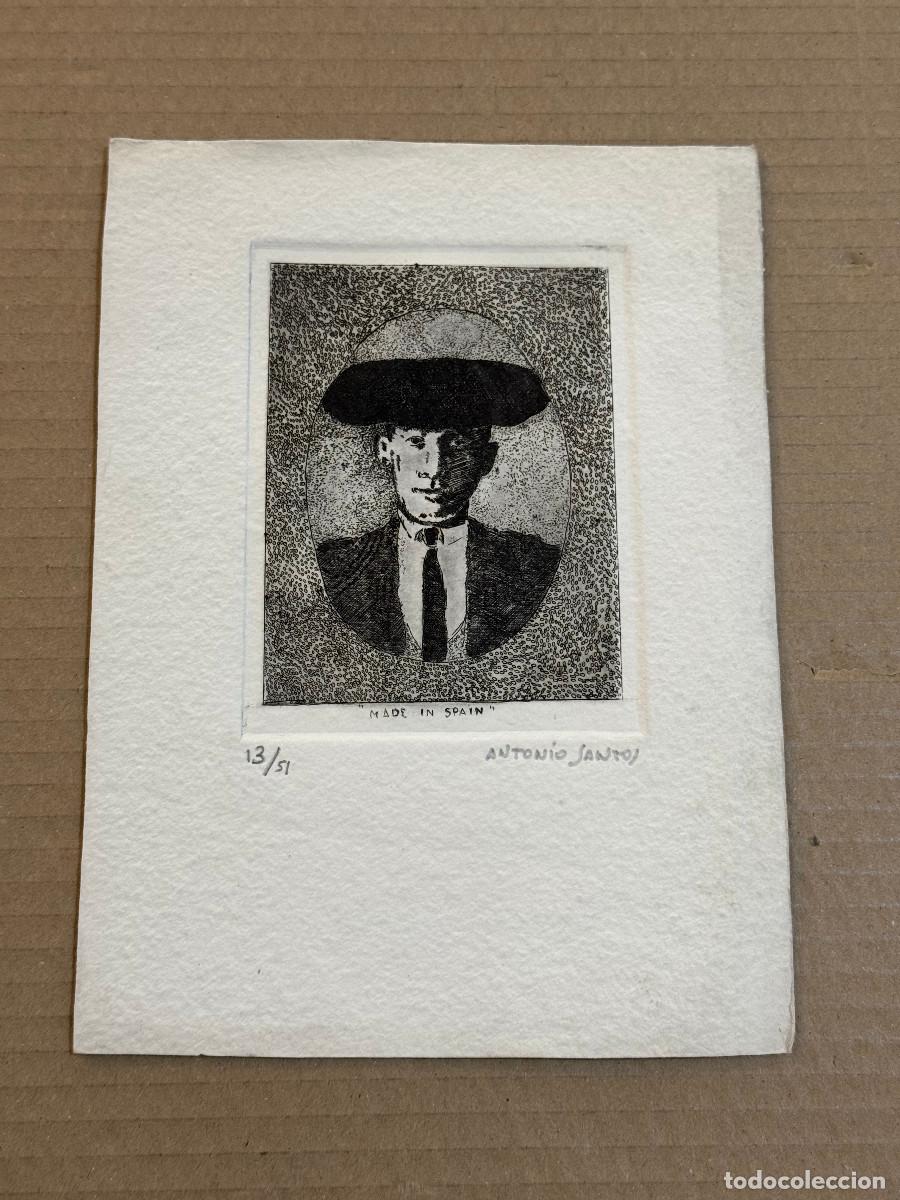 Kunst: ANTONIO SANTOS / MADE IN SPAIN / TOROS / TORERO / TAUROMAQUIA / c.23 x 17 cm / HUESCA / LUPIÑEN