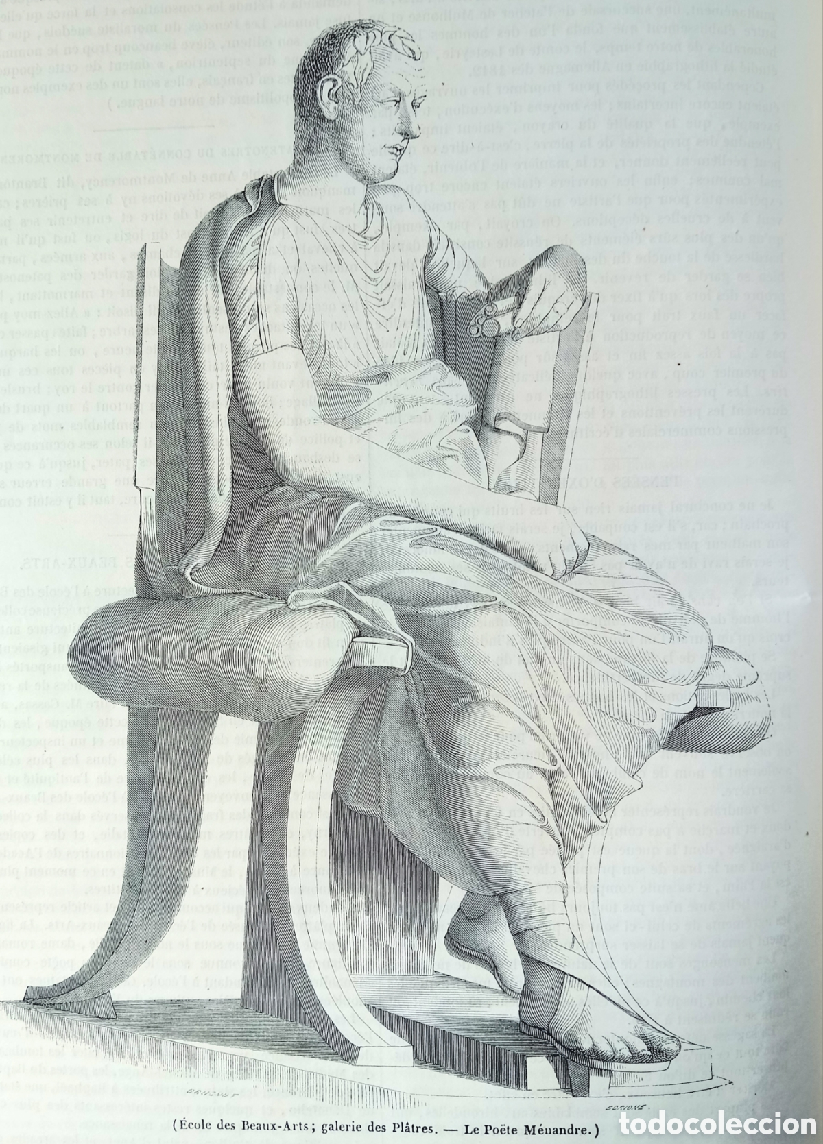 Arte: Grabado Antiguo 1849 - Escuela de Bellas Artes (Menandro)