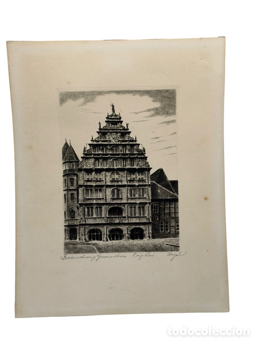 Kunst: Antiguo Grabado Paisaje Urbano