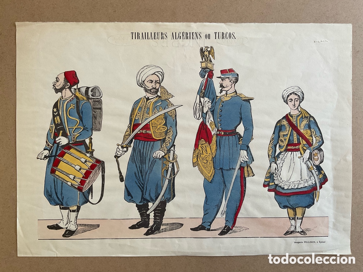 Arte: Grabado o litografia Dragons de l&rsquo;Imperatrice, Tiralleurs Algeriens ou Turcs