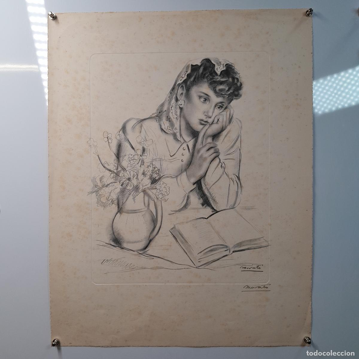 Arte: LLU&Iacute;S MORAT&Oacute; (1903-1963). GRABADO. RETRATO DE MUJER. 1950 CA.