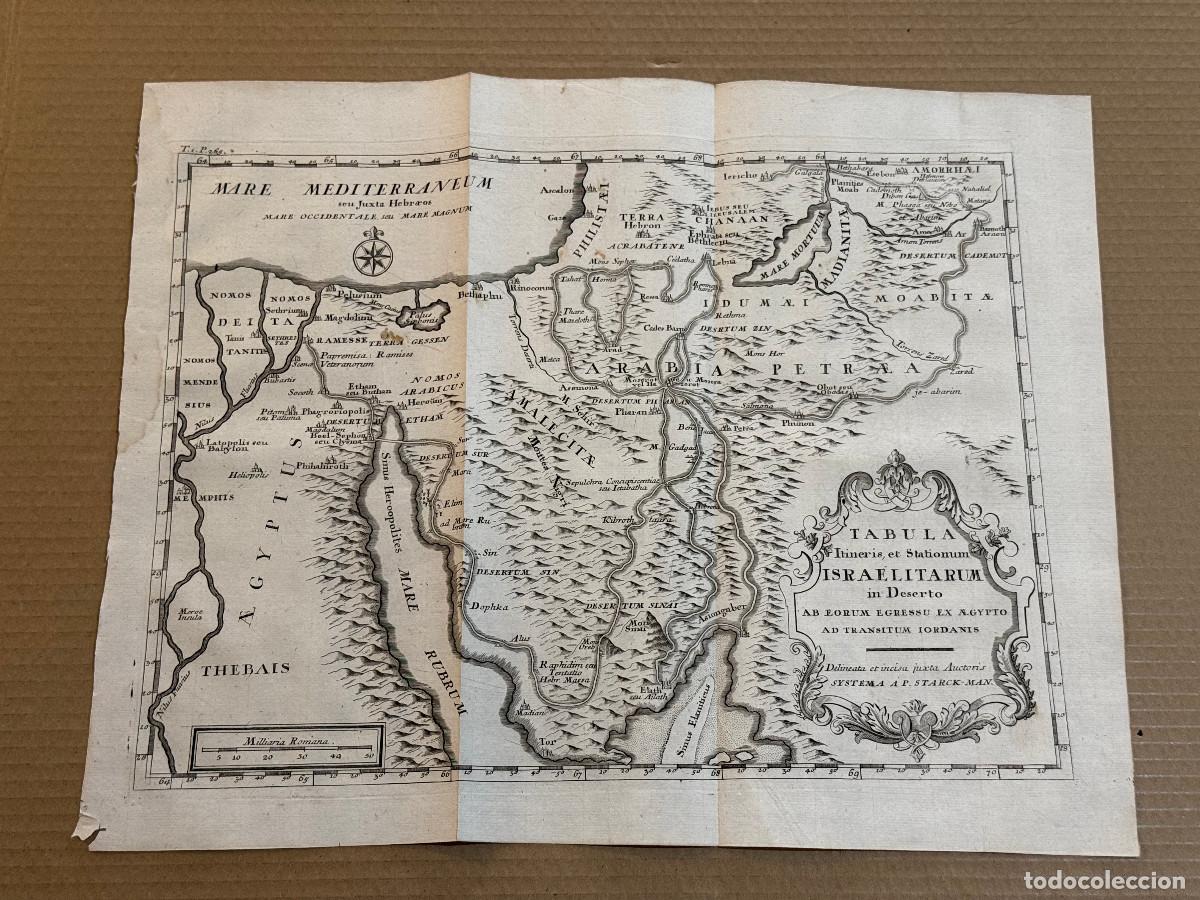 Arte: GRABADO S. XVIII / MAPA ISRAEL, EGIPTO, ARABIA / PUEBLO HEBREO / CULTURA JUDIA 21 c.40 x 50 cm