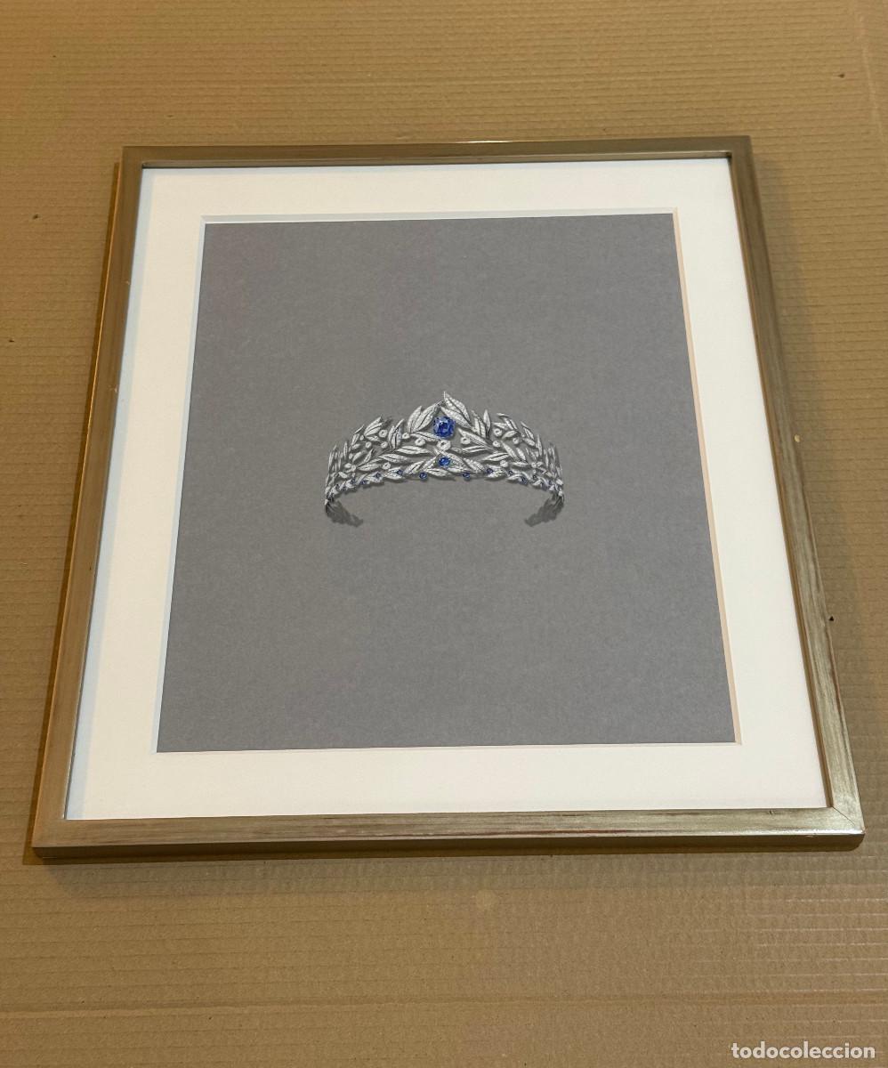 Art: POCHOIR 03 / ALTA JOYERIA / TIARA BRILLANTES / DIAMANTES / ZAFIROS / ENMARCADA / 51 x 43,5 cm