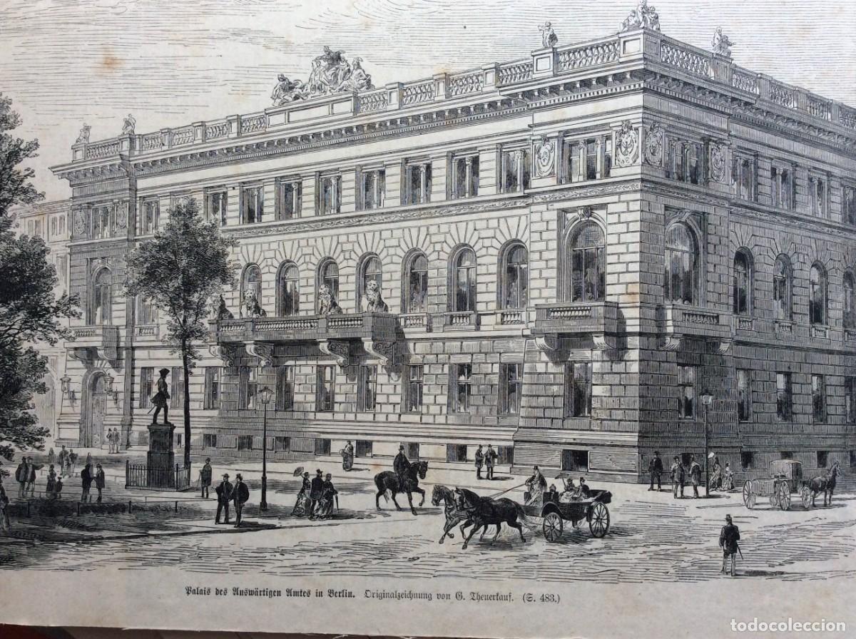 Kunst: Pal&aacute;cio do Minist&eacute;rio dos Neg&oacute;cios Estrangeiros em Berlim. Xilogravura original alem&atilde; do s&eacute;culo XIX