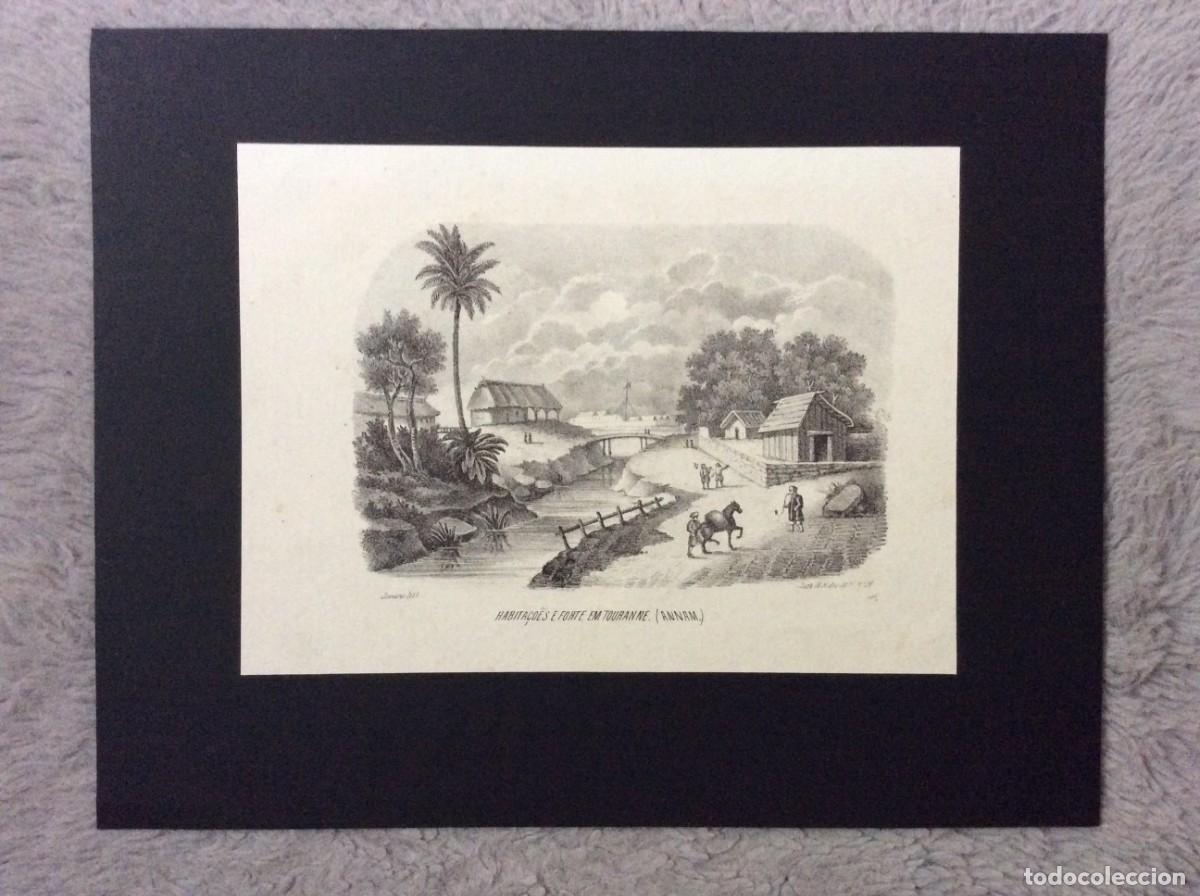 Art: Habita&ccedil;&otilde;es e Forte em Touranne ( Fran&ccedil;a ). Xilogravura do s&eacute;culo XIX.