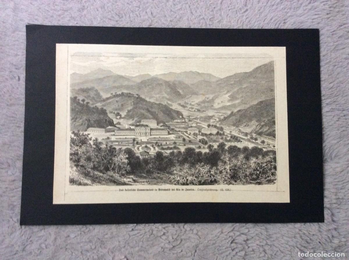 Art: O Pal&aacute;cio Imperial de Ver&atilde;o em Petr&oacute;polis, Rio de Janeiro. Xilogravura de 187?