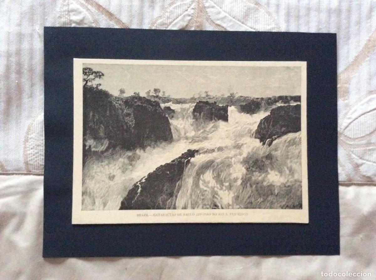 Art: Brazil. Cataractas de Paulo Affonso no rio S. Francisco. Xilogravura do s&eacute;culo XIX