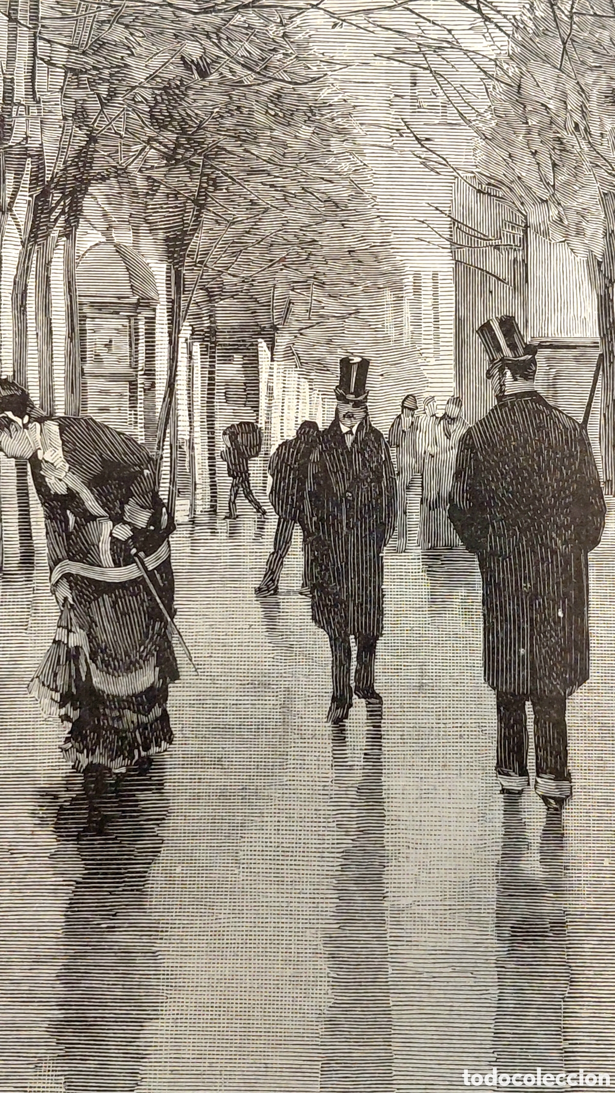 Arte: Grabado Xilograf&iacute;a 1881 Par&iacute;s Boulevard Malesherbes Federico Diaqu&eacute; Ilustraci&oacute;n Espa&ntilde;ola