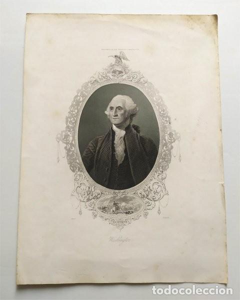 Arte: Grabado de George Washington. Stuart - Edwards. Mediados del siglo XIX