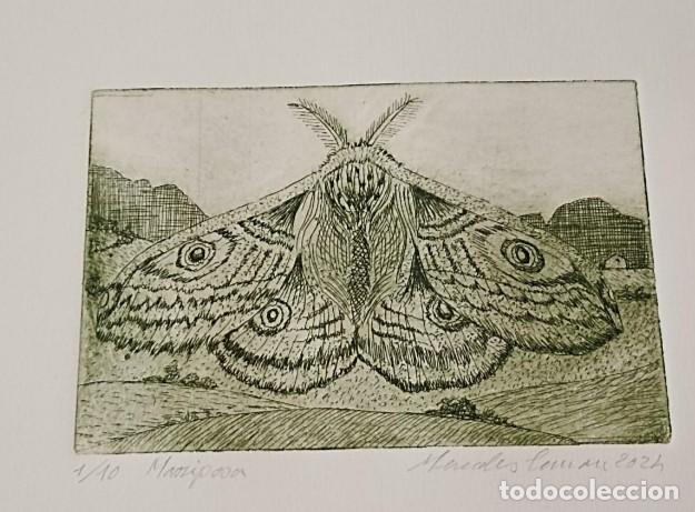 Arte: GRABADO AL AGUAFUERTE DE MERCEDES CUMAN,TITULO MARIPOSA, EDICI&Oacute;N 1/10, FIRMADO A MANO