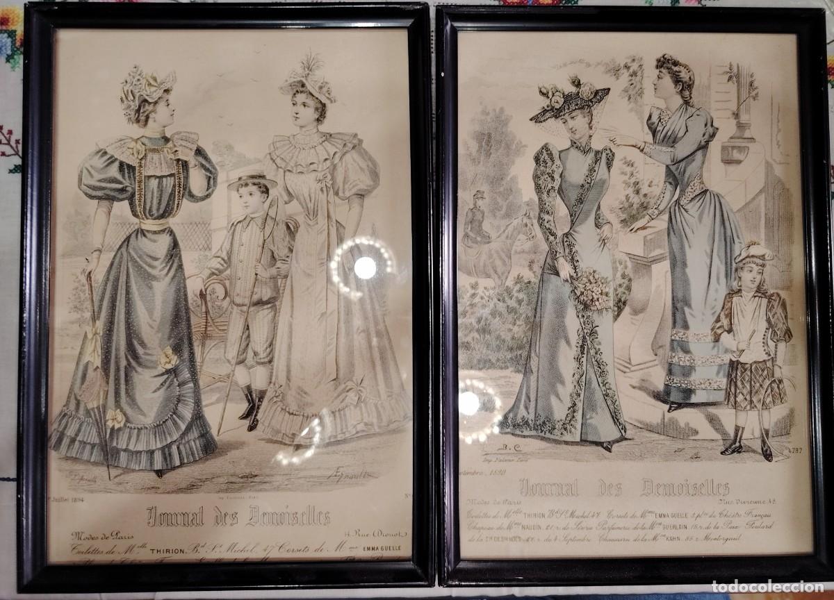Kunst: 2 GRABADOS MODA FRANCESA 1890 SIGLO XIX