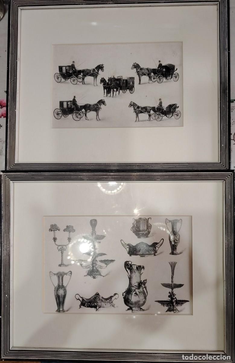 Kunst: 2 GRABADOS LITOGRAFIADOS ANTIGUOS ENMARCADOS