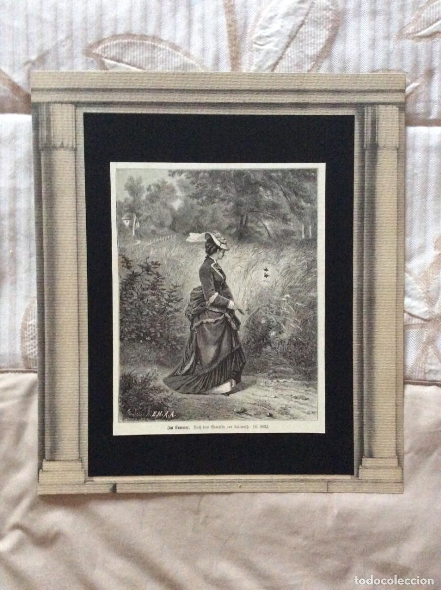 Arte: No Ver&atilde;o. Ap&oacute;s a pintura de Lutteroth ( Ascan ). Lind&iacute;ssima xilogravura alem&atilde; do s&eacute;culo XIX