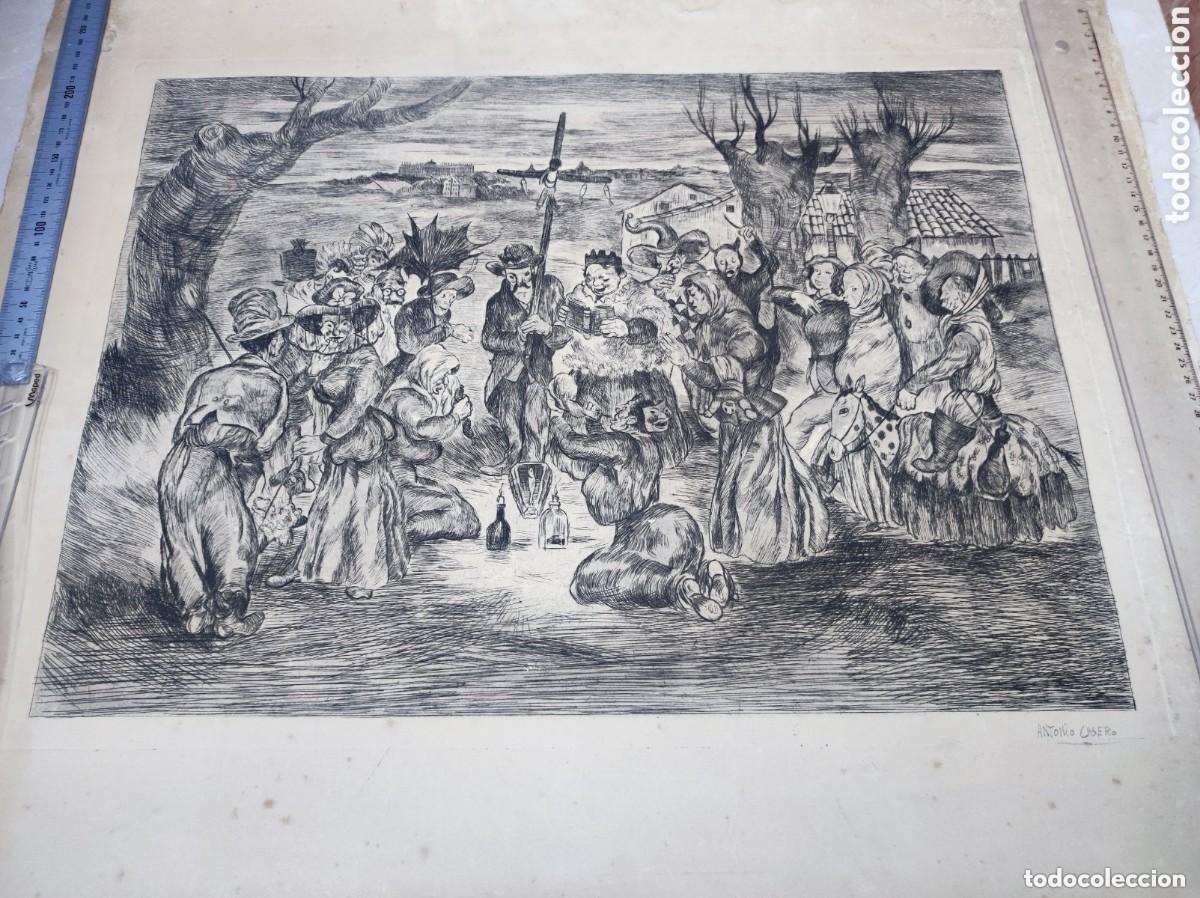 Arte: Espectacular grabado entierro de la sardina carnaval firmado Antonio Casero