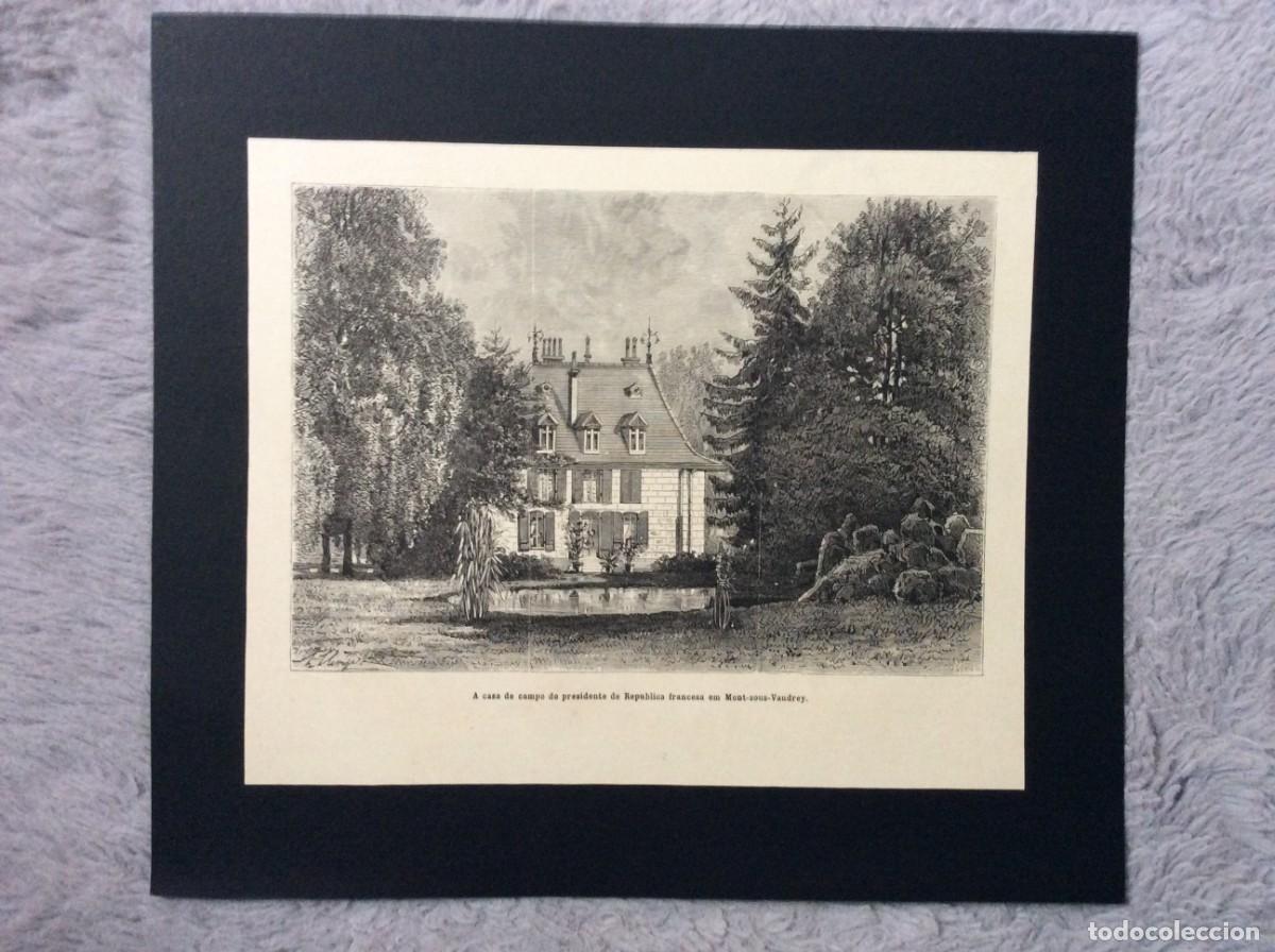 Arte: A casa de campo do presidente da Rep&uacute;blica Francesa em Mont-sous-Vaudre. Xilogravura de 1886