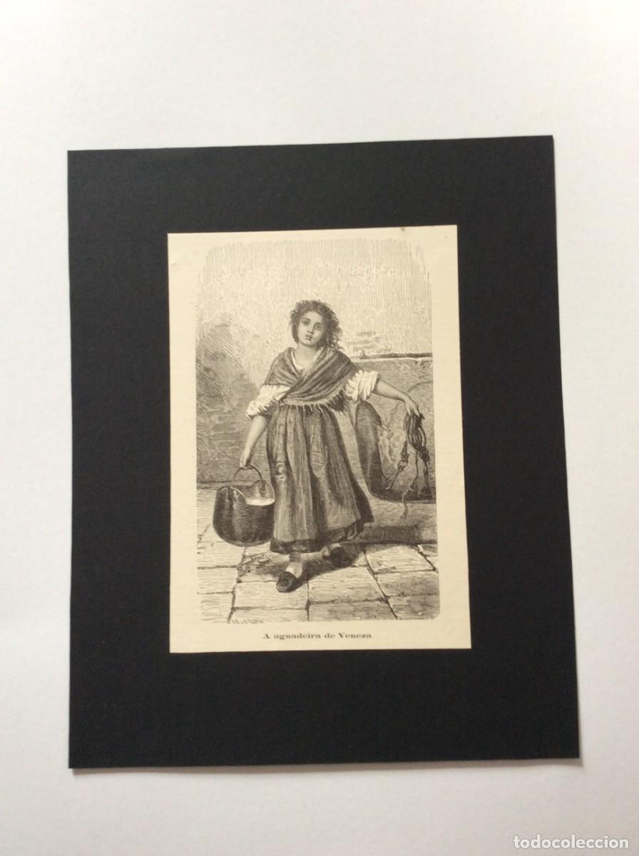 Arte: A Aguadeira de Veneza. Excelente xilogravura do s&eacute;culo XIX