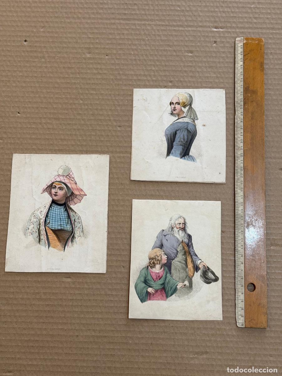 Arte: 3 GRABADOS COLOREADOS DEL SIGLO XIX