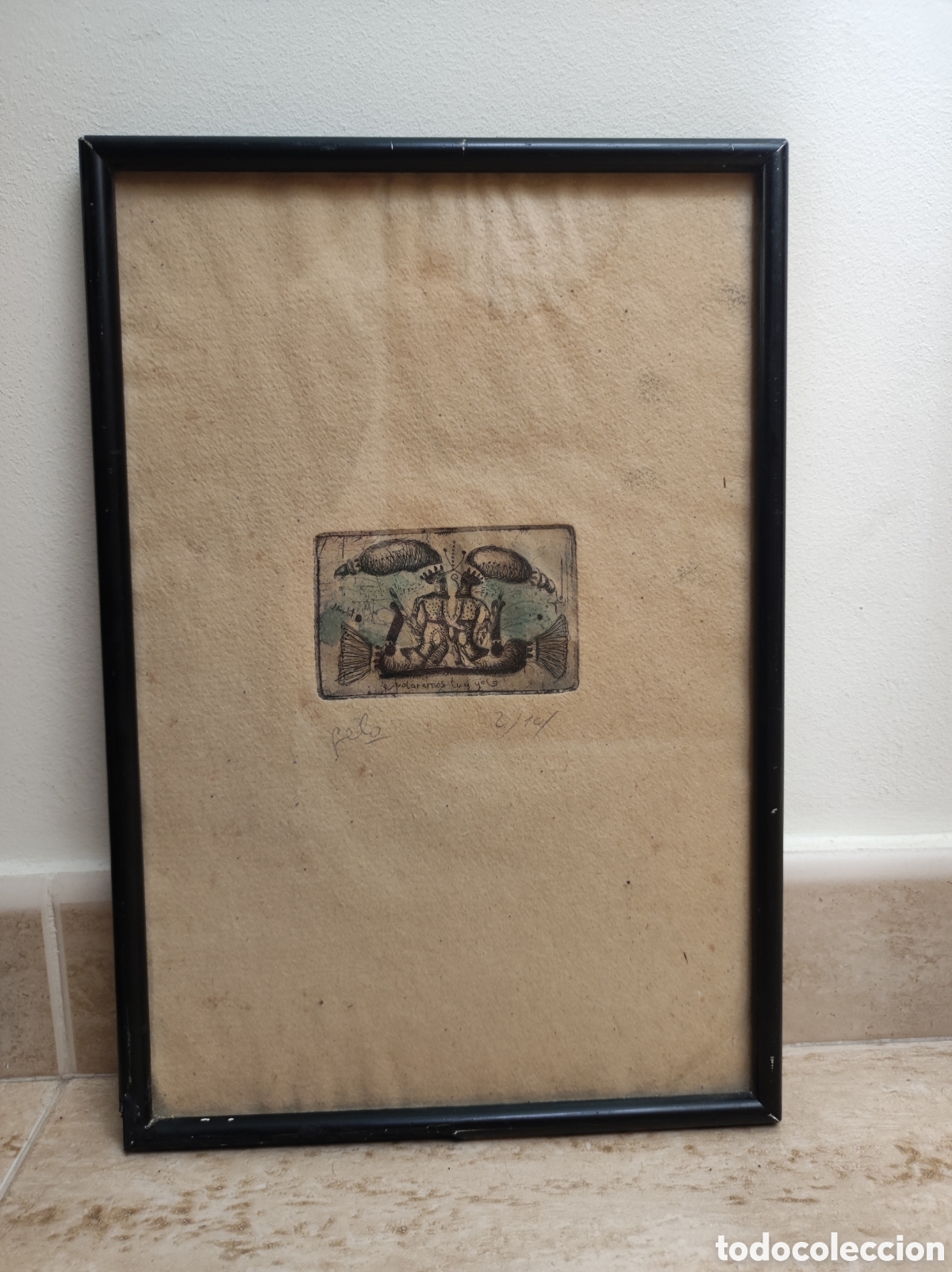 Arte: Antiguo Grabado volaremos tu y yo, firmado por Gelo numerado 2/10