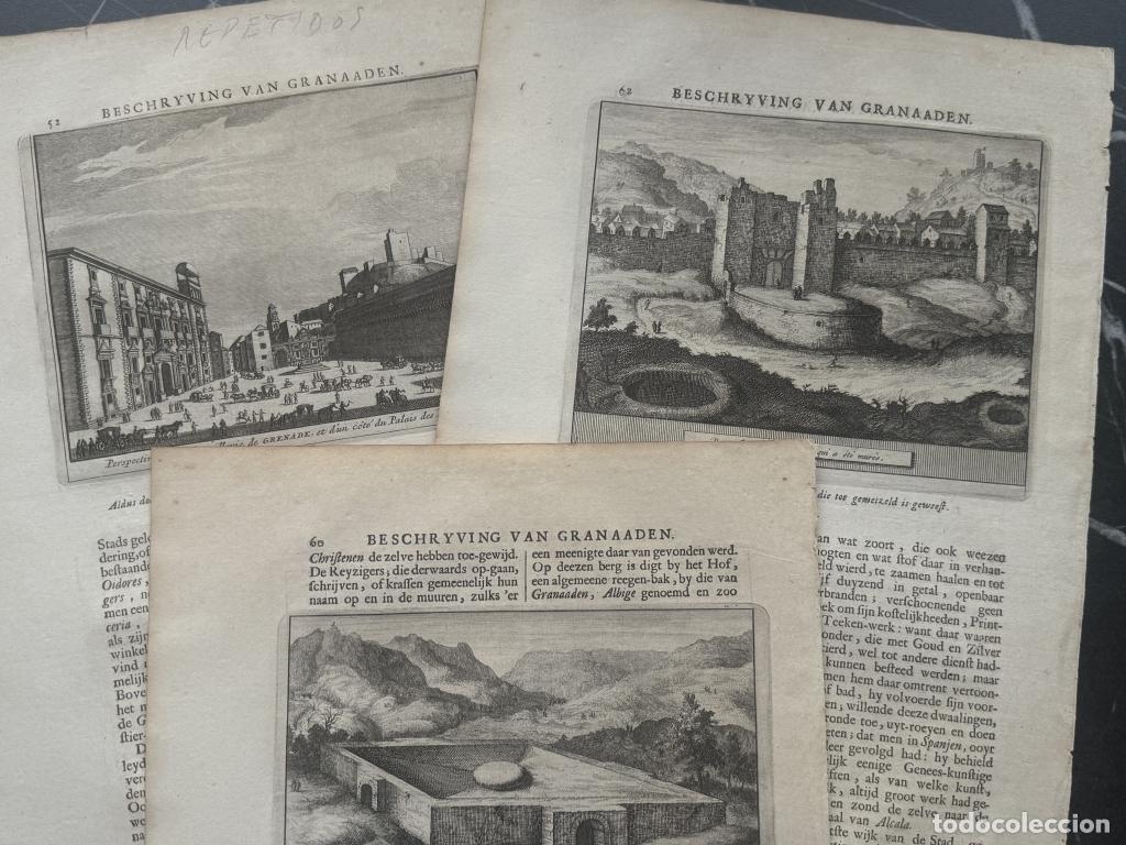 Arte: Cinco vistas de de Granada (Andaluc&iacute;a, Espa&ntilde;a), 1707. Pieter van der Aa