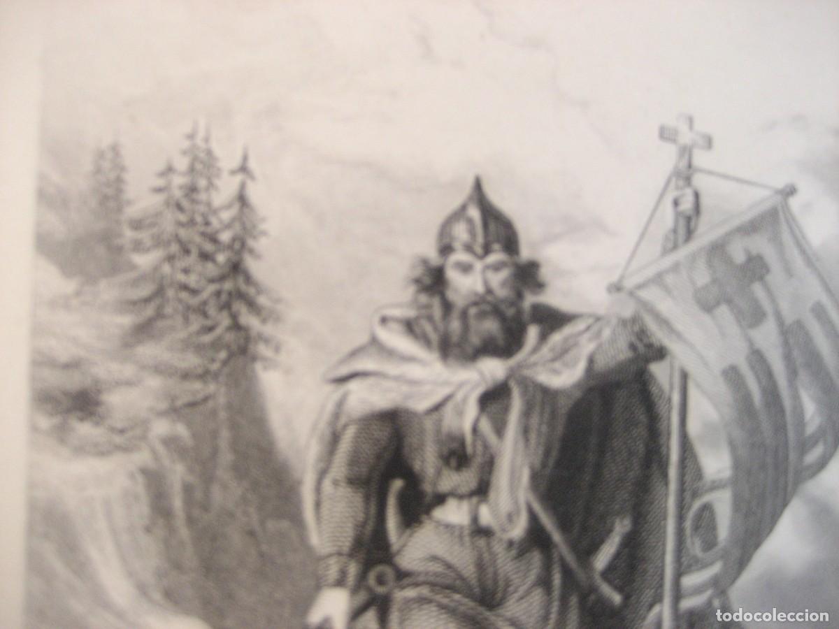 Arte: antiguo grabado de Otger Kathalon Catal&oacute; . Historia de Catalunya . Urrabieta . Lorenzale . Furno