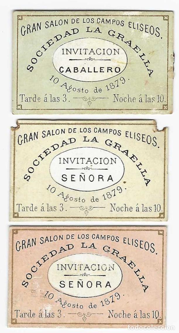 Arte: Gran Salon de los Campos Eliseos. Sociedad La Graella. Invitaci&oacute;n. 10 Agosto 1879.