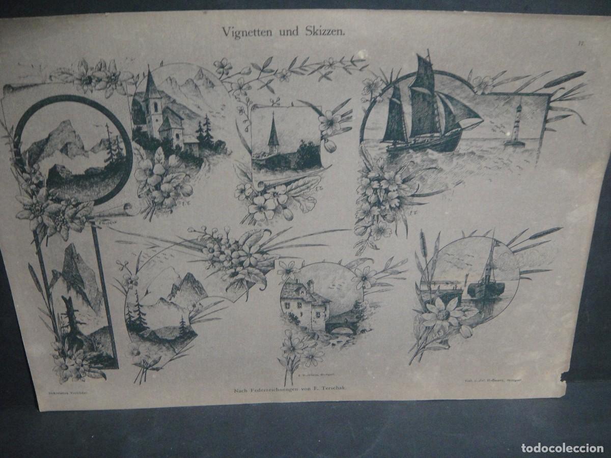 Arte: grabado , motivos decorativos - jul. hoffmann - stuttgart