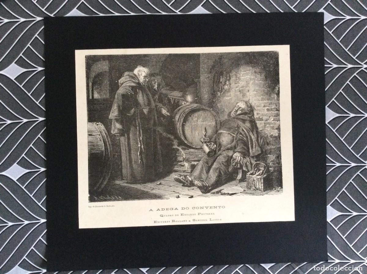 Arte: A adega do convento. Quadro de Eduardo Prutzner. Xilogravura de 190?