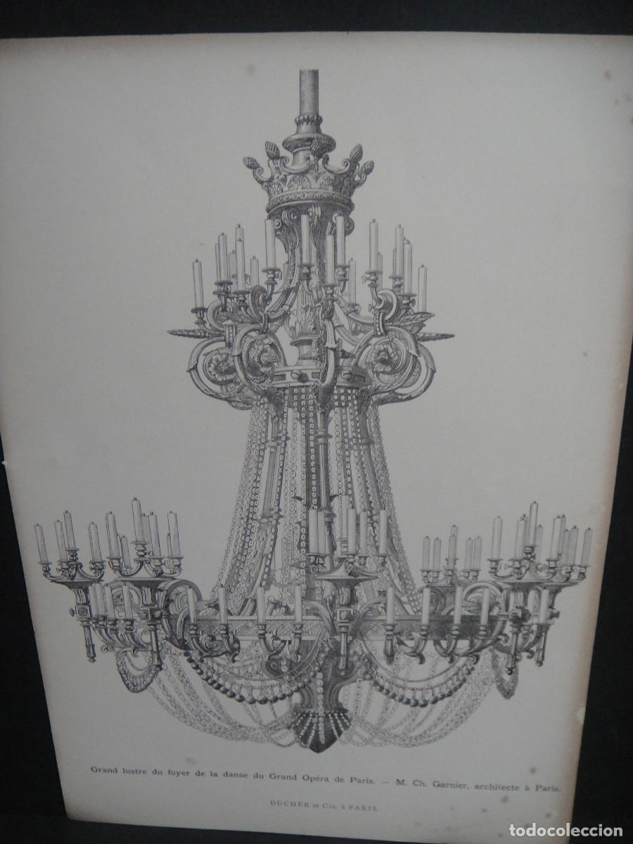 Arte: grabado , lampara de la opera de paris - ducher et cie. paris