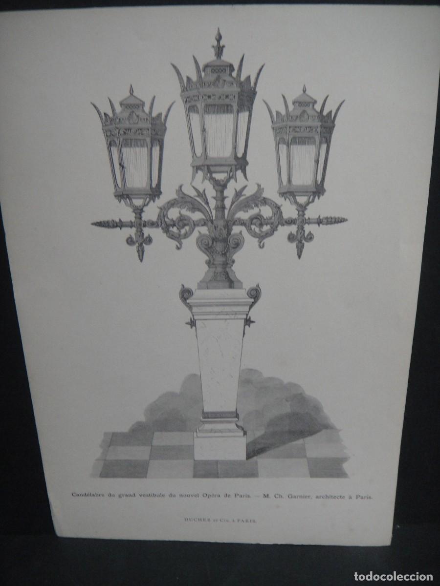 Arte: grabado , candelabro de la opera de paris - ducher et cie. paris