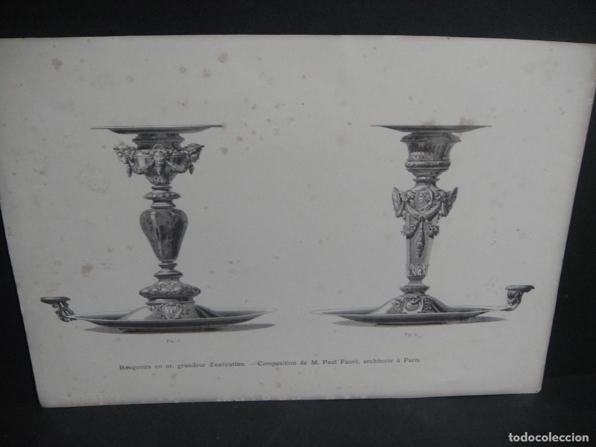 Arte: grabado , palmatorias - ducher et cie. paris