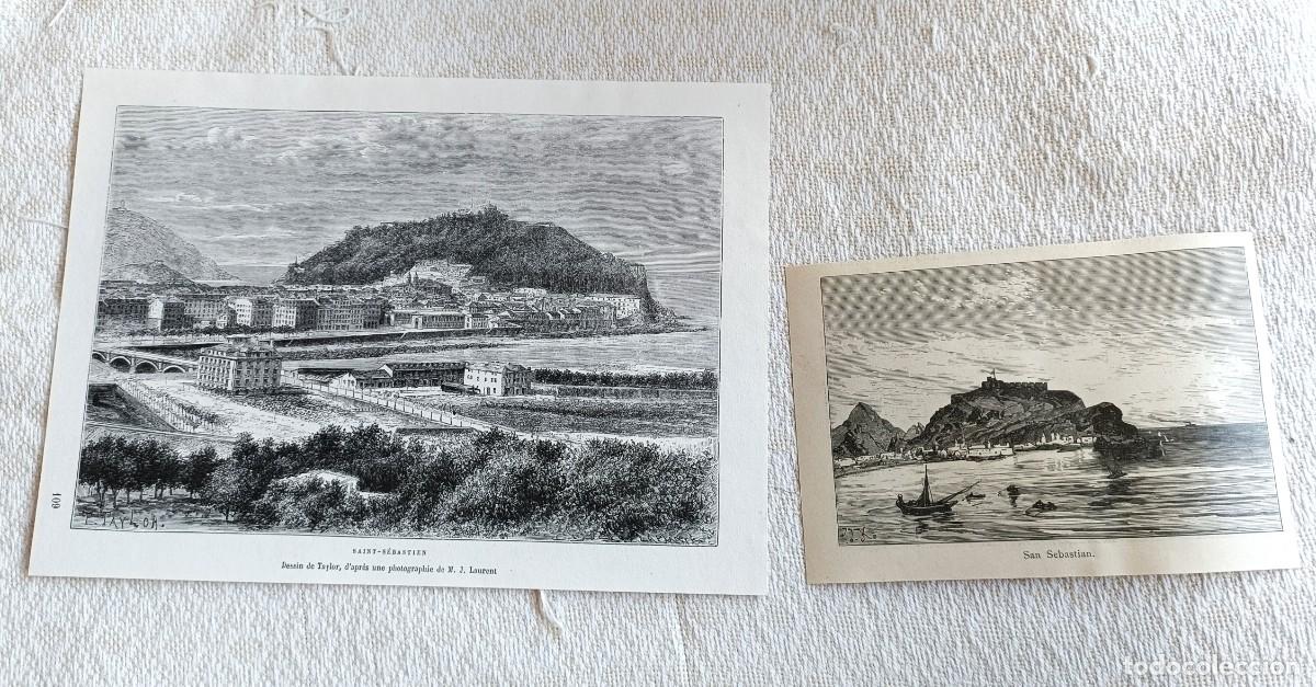 Art: Dos Grabados antiguos SIGLO XIX - San Sebasti&aacute;n