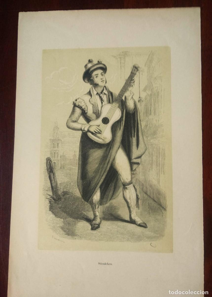 Arte: GRABADO ANTIGUO SIGLO XIX - SERENATA