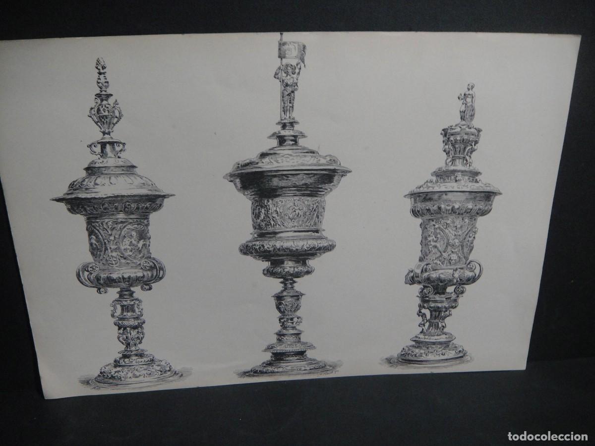 Arte: grabado , copas de plata , - ducher et cie. paris