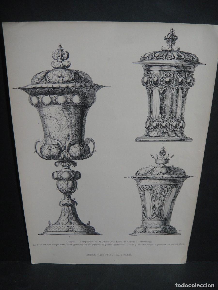 Arte: grabado , copas de plata , - andre daly fils et cie. paris