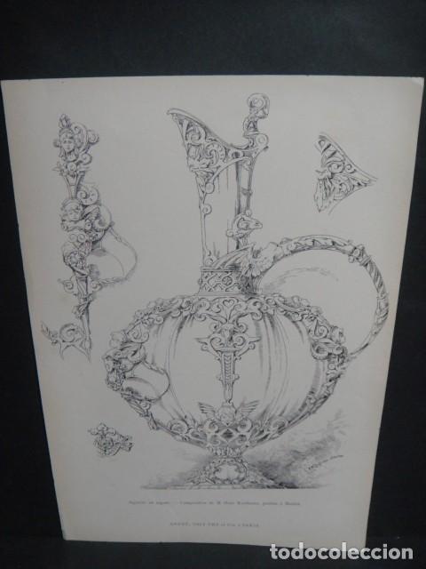 Arte: grabado , jarra para agua - andre daly fils et cie. paris