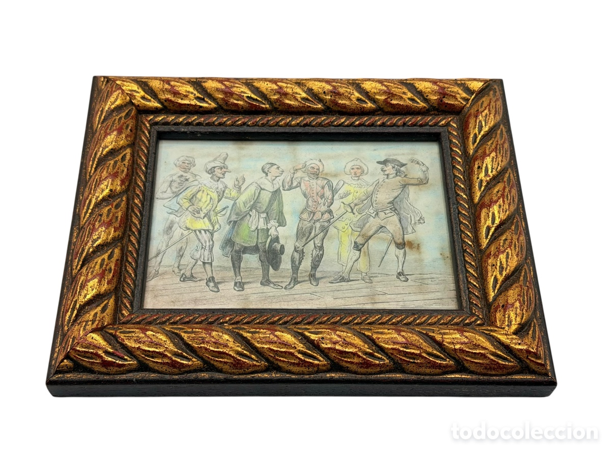 Arte: Antiguo Grabado Coloreado y Enmarcado
